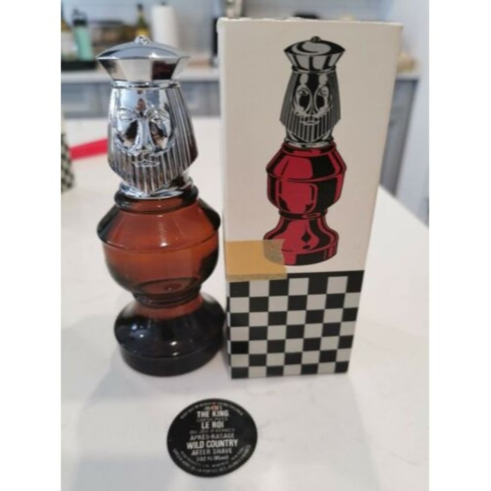 Vintage Avon Chess Piece Bottle The King Wild Country Aftershave Full Box 3oz